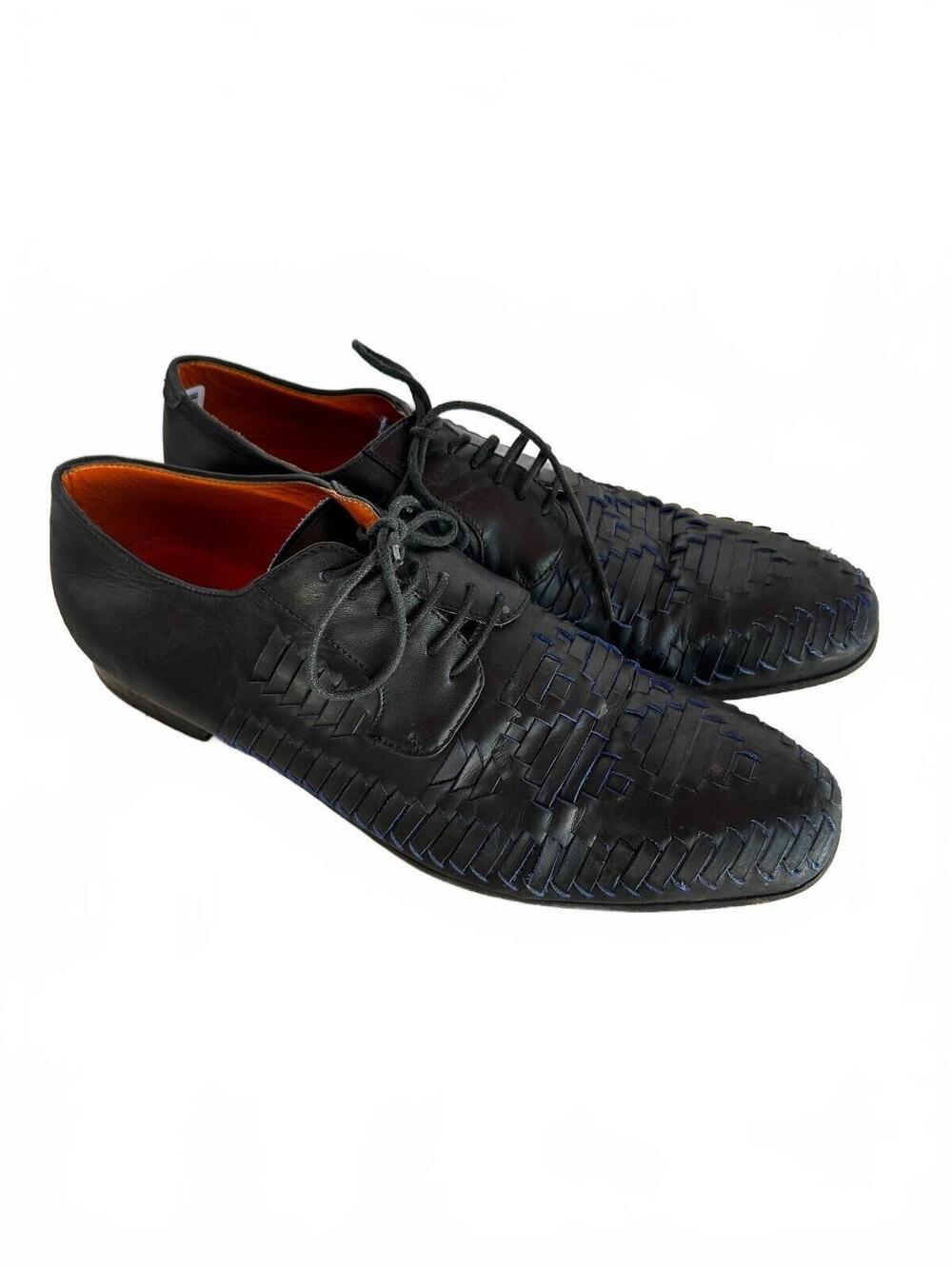 Luxury Etro Milano Black Woven Derby Shoes Men EU 43 US 10